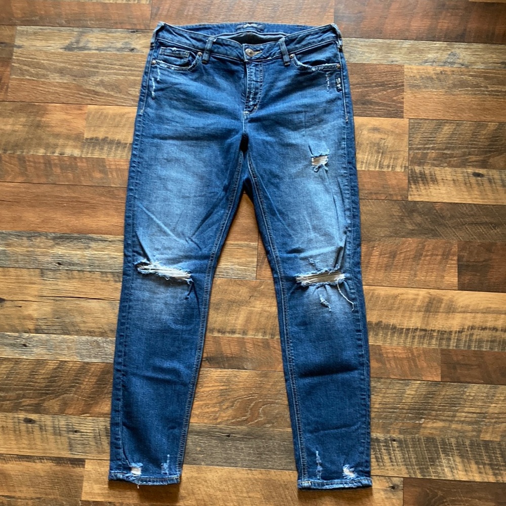 Silver Jeans Co Mazy Skinny Distressed Jean W31/L29